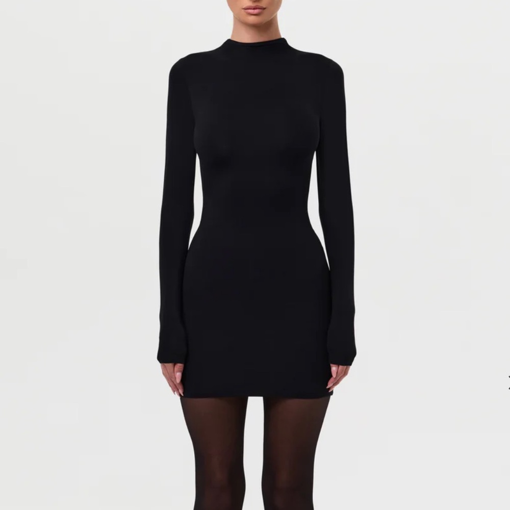 Naked Wardrobe Mock Neck Mini Dress
